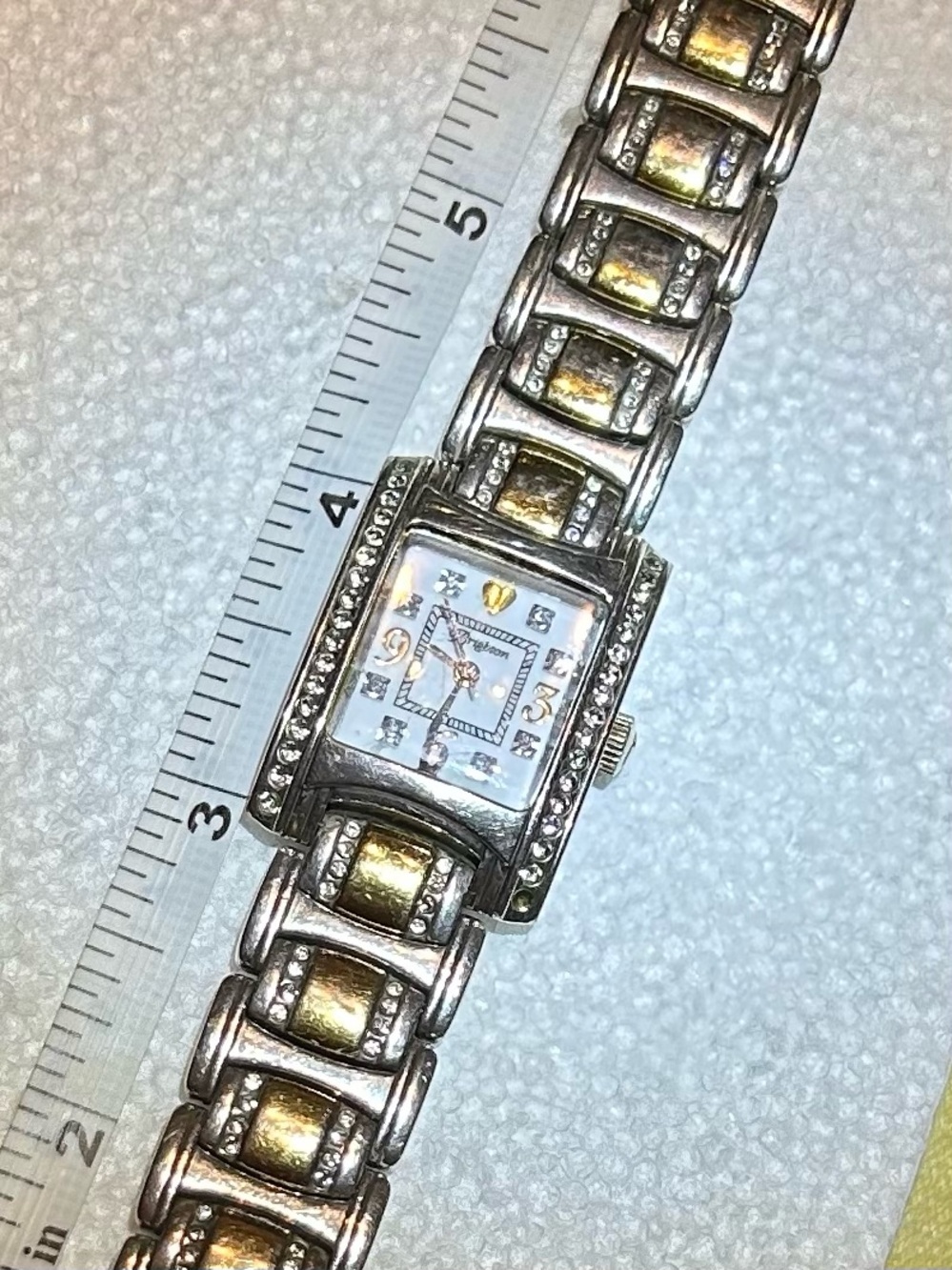 Brighton Two-Tone Crystal Accent Rectangular Women's Watch